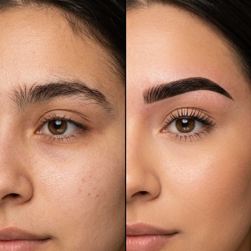 Antes e depois design de sobrancelhas